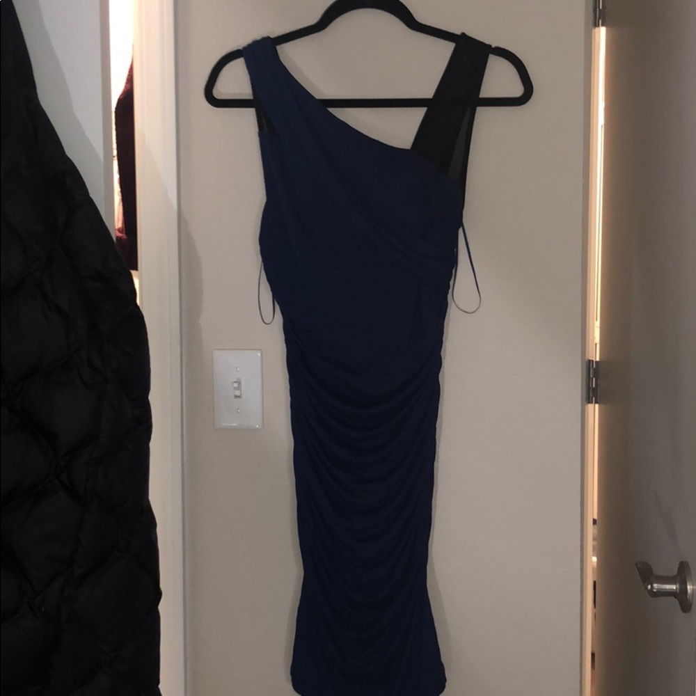 Express black and blue cocktail dress